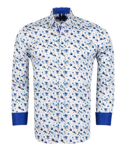 White Flowery Print with Matching Handkerchief-Makrom