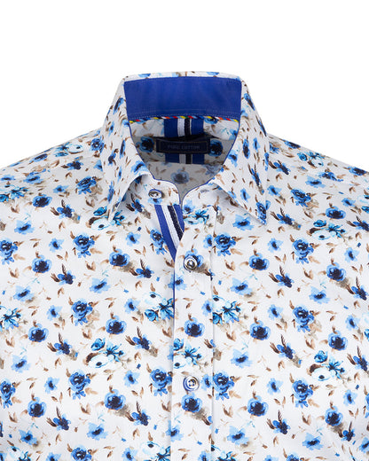 White Flowery Print with Matching Handkerchief-Makrom