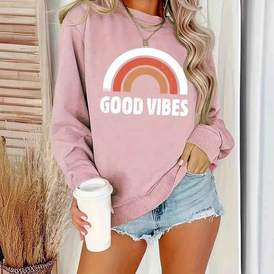 Woman Rainbow Letter Plus Size Sweater