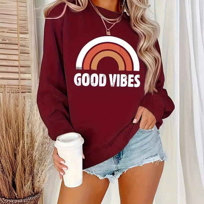 Woman Rainbow Letter Plus Size Sweater