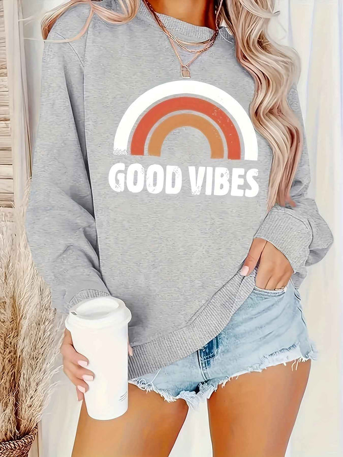 Woman Rainbow Letter Plus Size Sweater