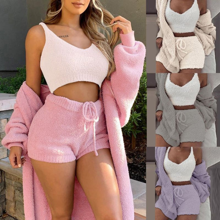 winter women flannel pajama set layered loungewear relaxed home outfit