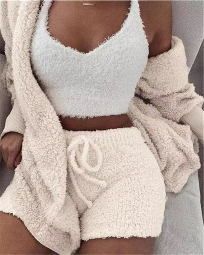 winter women lounge set flannel cozy home clothing comfortable fit
