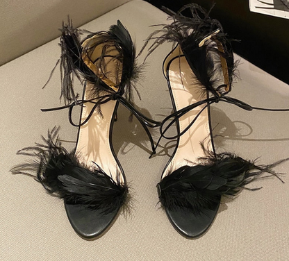 Women Peep Toe Sandals Thin Heels Elegant White - Envious Designs