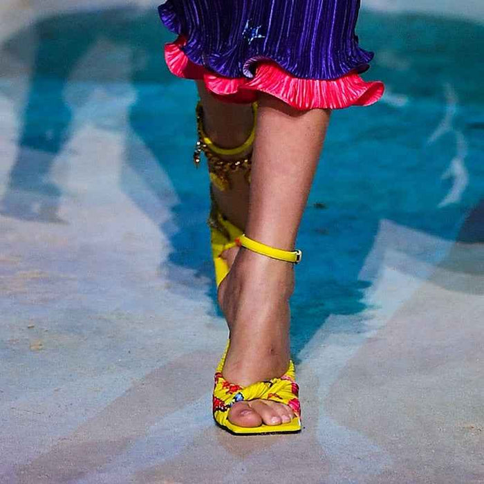 Women Sexy Open Toe Sandals Thin Heels T-Strap Colorful Graffiti