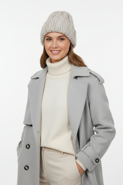 women knit winter hat hand hook knit texture detail fashion product view