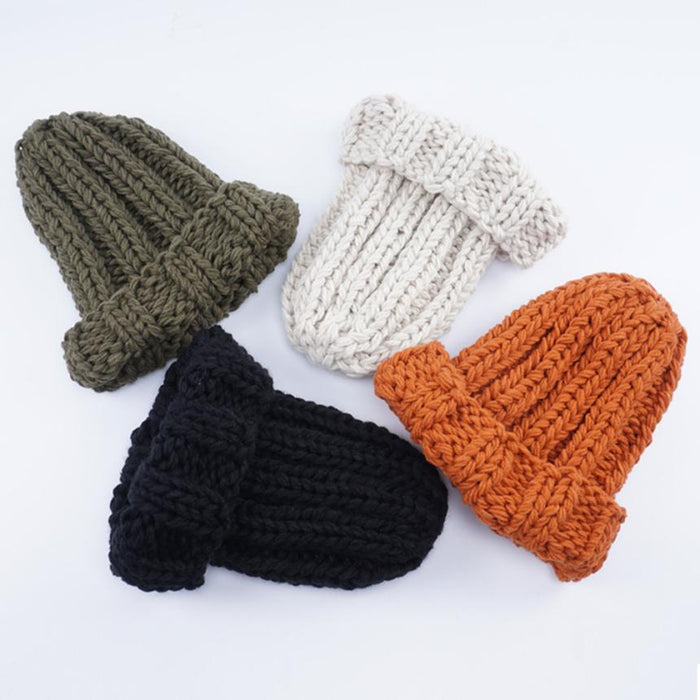 women knit winter hat thick yarn jacquard knit fashion accessory closeup