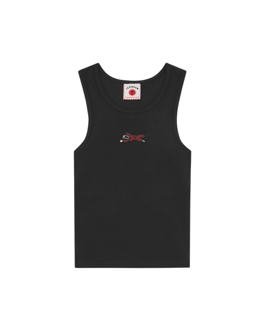 Womens Beaded Running Dog Ribbed Vest Top