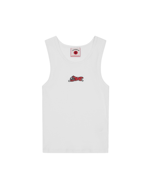 Womens Beaded Running Dog Ribbed Vest Top