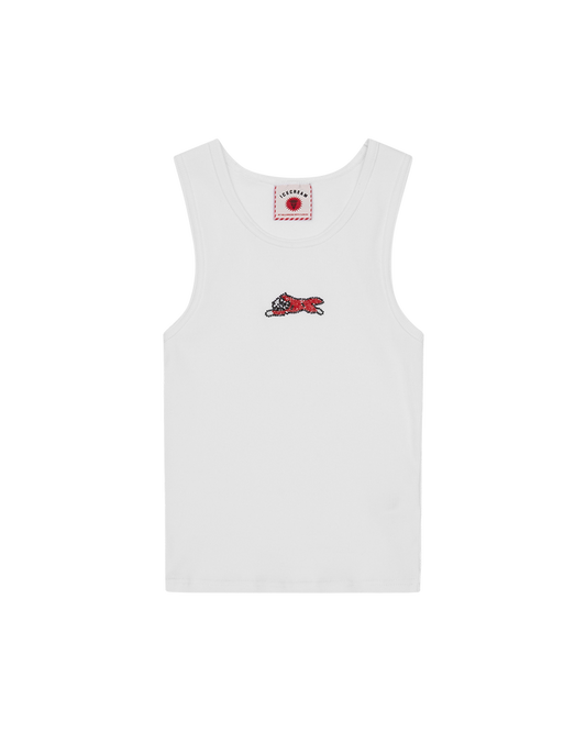 Womens Beaded Running Dog Ribbed Vest Top