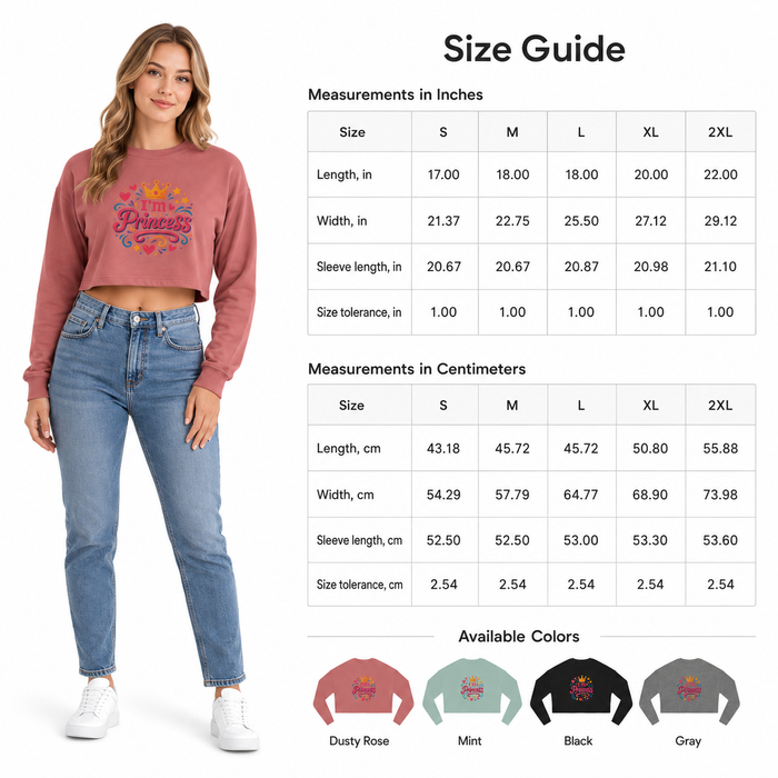 Women's cropped sweatshirt side view highlighting the cropped length, relaxed shoulder shape and silhouette for daily outfits