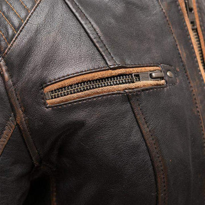 Women's Electra Jacket: Meet Electra - the women's leather motorcycle jacket that offers both flair and functionality