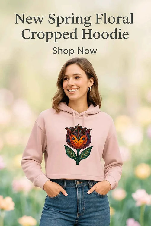 Women’s Floral Cropped Hoodie – Tulip Spring Must-Have