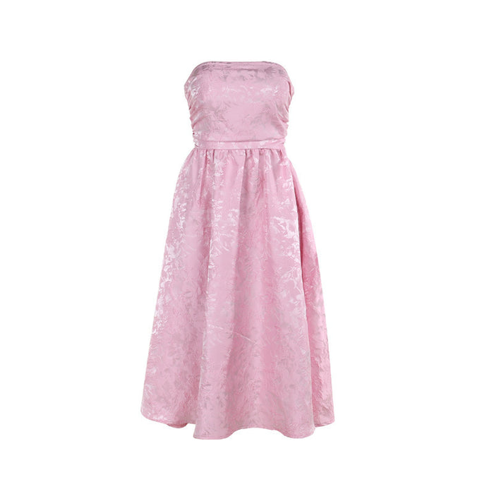 Women's Floral Jacquard Satin Tube Top Dress – Shop Now