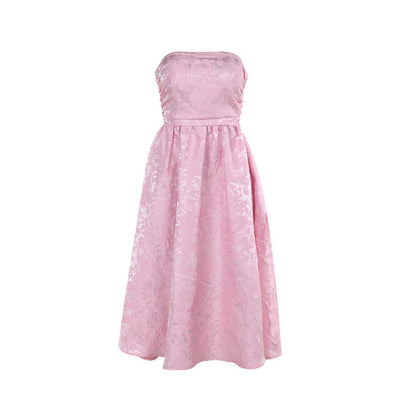 Women's Floral Jacquard Satin Tube Top Dress – Shop Now