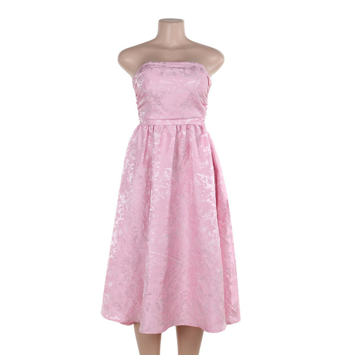 Women's Floral Jacquard Satin Tube Top Dress – Shop Now