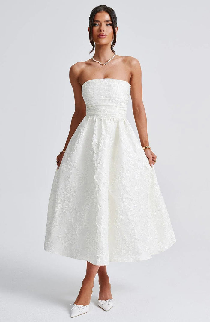 Women's Floral Jacquard Satin Tube Top Dress – Shop Now