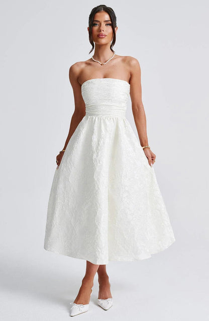Women's Floral Jacquard Satin Tube Top Dress – Shop Now