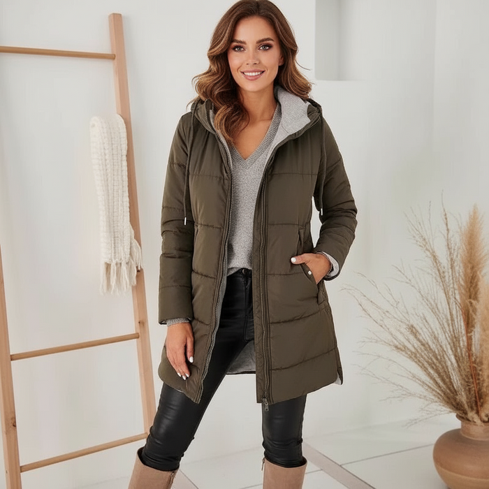 Minimal women’s hooded cotton jacket – breathable cotton blend and smooth lining