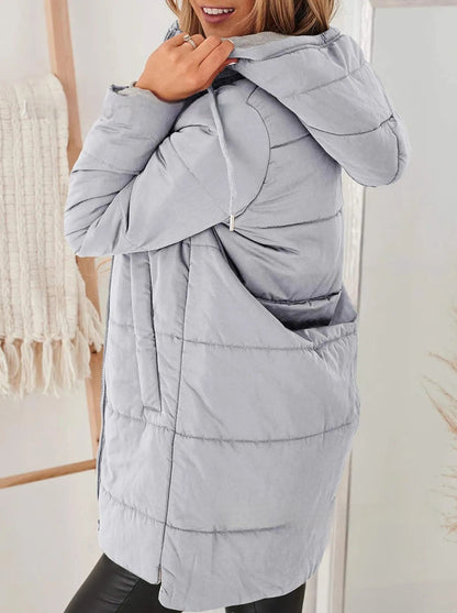 Weather-smart women’s hooded cotton jacket coat – flattering loose fit with hood