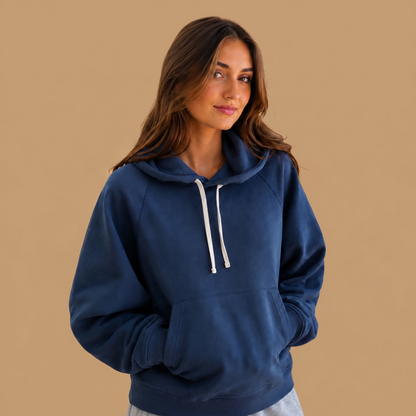 Women's Organic Cotton Midweight Raglan Hoodie - Midnight Navy