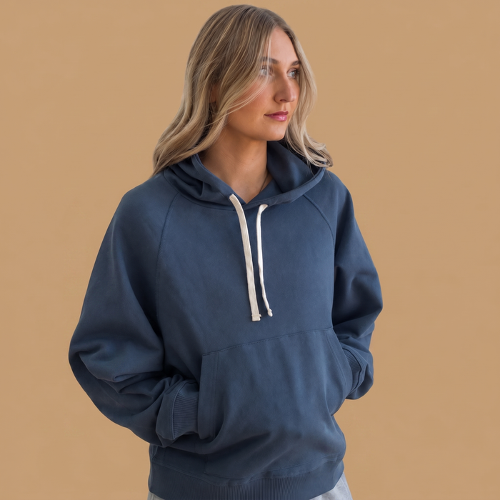 Women's Organic Cotton Midweight Raglan Hoodie - Midnight Navy