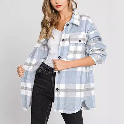 Women’s Plaid Jacket – Chic Casual Coat