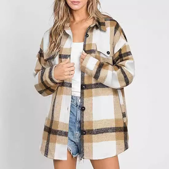Women’s Plaid Jacket – Chic Casual Coat