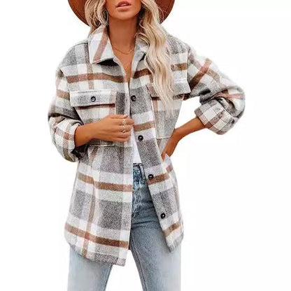 Women’s Plaid Jacket – Chic Casual Coat