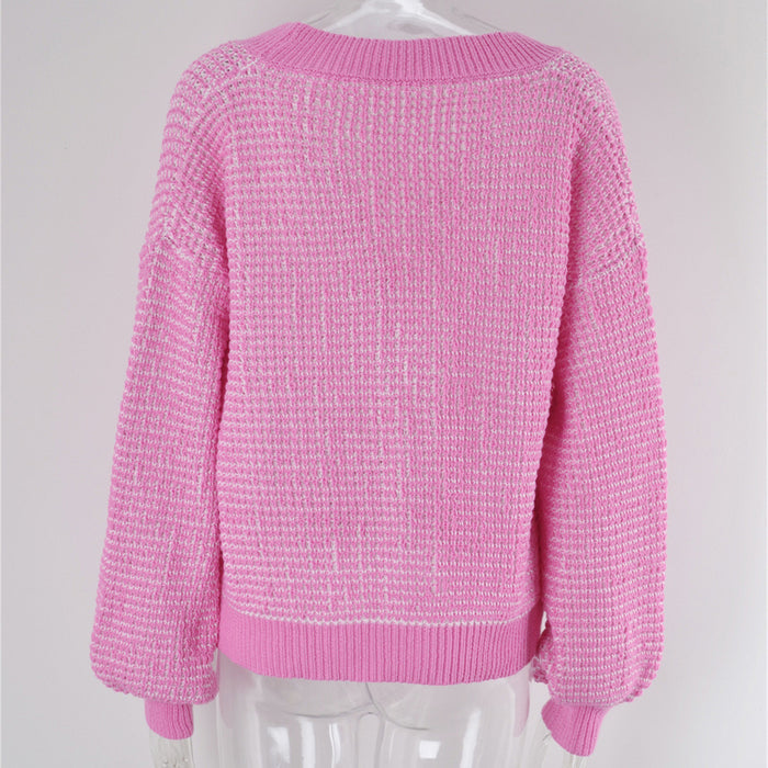 Women’s Plus Size Cardigan – Button Front Jacquard Knit