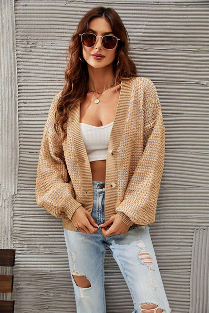 Women’s Plus Size Cardigan – Button Front Jacquard Knit