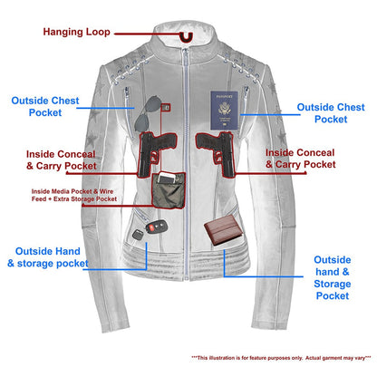 Women's Rebel Jacket Grey: Features:

Lightweight Distressed Leather with Rubbed Seams
Zipper Front with Four Front Pockets
I