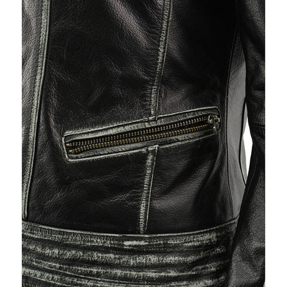 Women's Rebel Jacket Grey: Features:

Lightweight Distressed Leather with Rubbed Seams
Zipper Front with Four Front Pockets
I