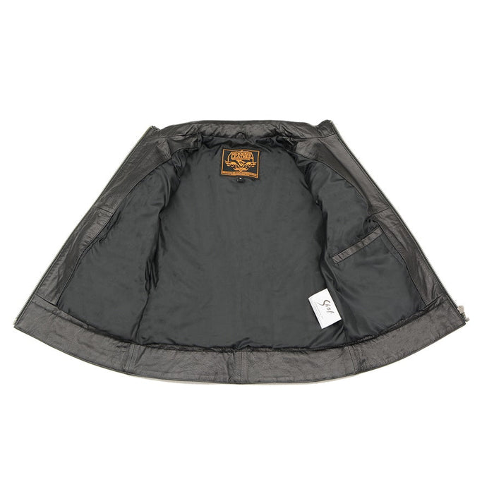 Women's Rebel Jacket Grey: Features:

Lightweight Distressed Leather with Rubbed Seams
Zipper Front with Four Front Pockets
I