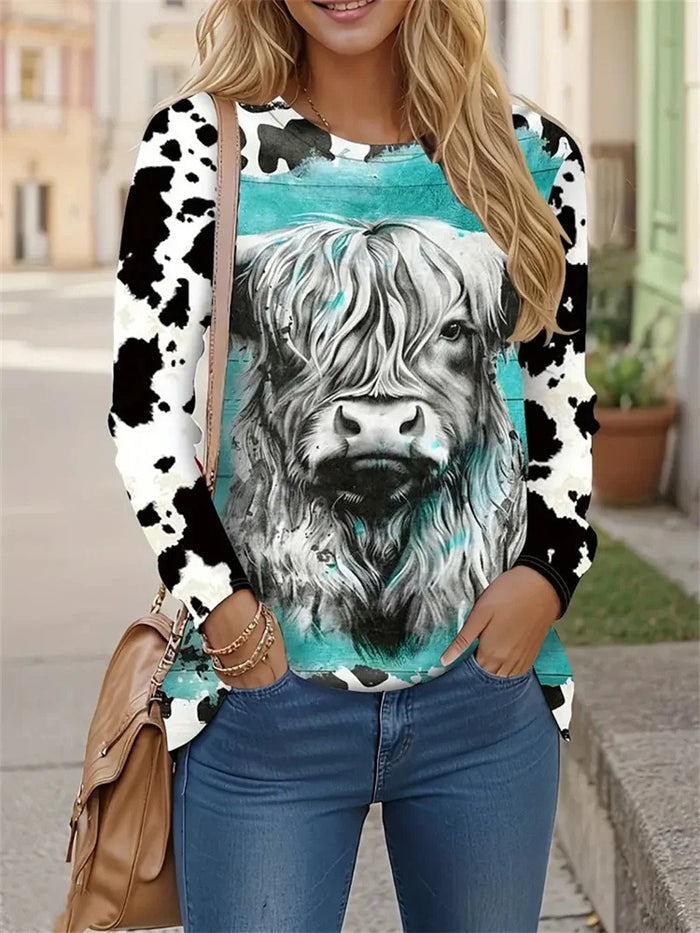Women’s Retro 3D Print Long Sleeve T-Shirt printed design detail streetwear fashion