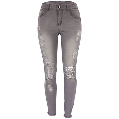 Women’s Ripped Skinny Jeans – Slim Fit, Mid-Rise
