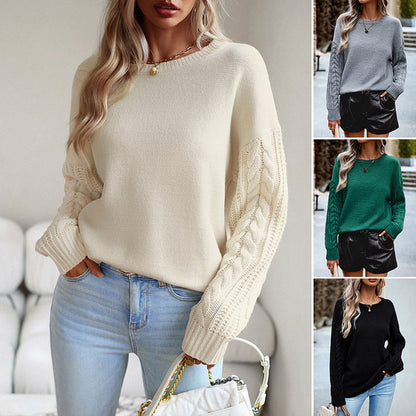 Women’s Round Neck Wool Sweater – Chic & Cozy