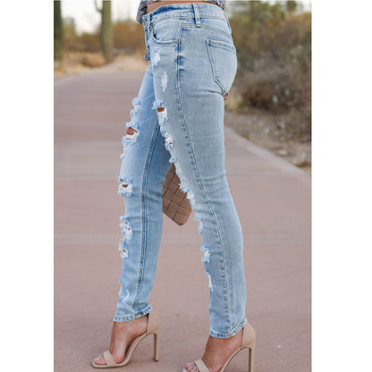 Women's skinny pants – side profile slim fit pencil silhouette