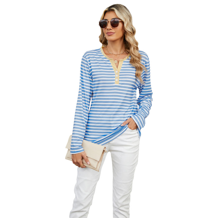 Women's Striped V-neck T-shirt: Effortless Style, Shop Now!