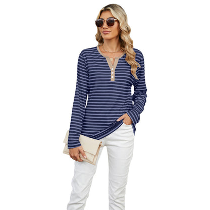 Women's Striped V-neck T-shirt: Effortless Style, Shop Now!