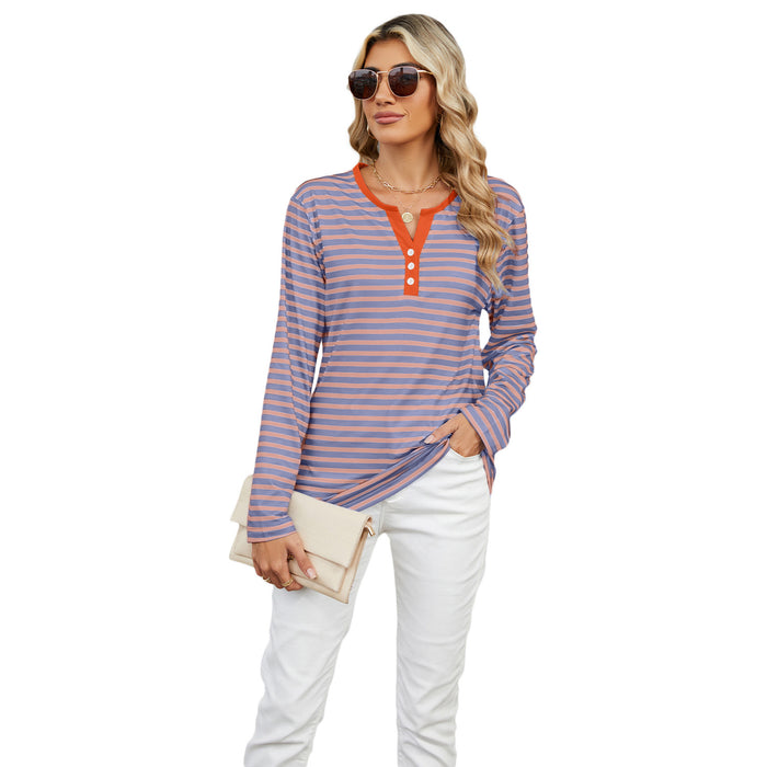 Women's Striped V-neck T-shirt: Effortless Style, Shop Now!