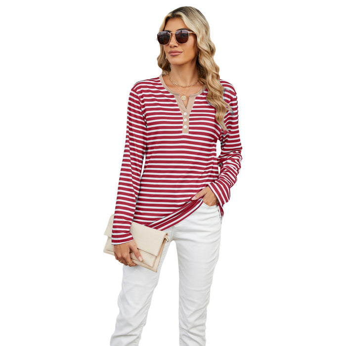 Women's Striped V-neck T-shirt: Effortless Style, Shop Now!