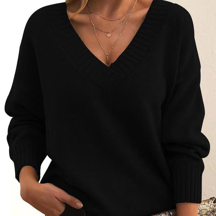 V-neck sweater – premium feel polyester knit with timeless appeal