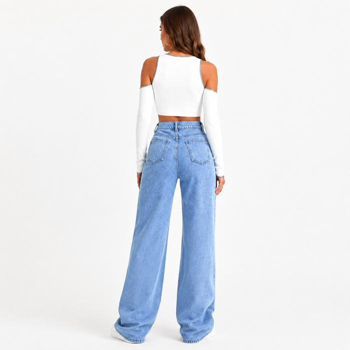 High waist wide leg denim jeans styled for casual outfits, easy layering and confident everyday wardrobe rotation now outfits