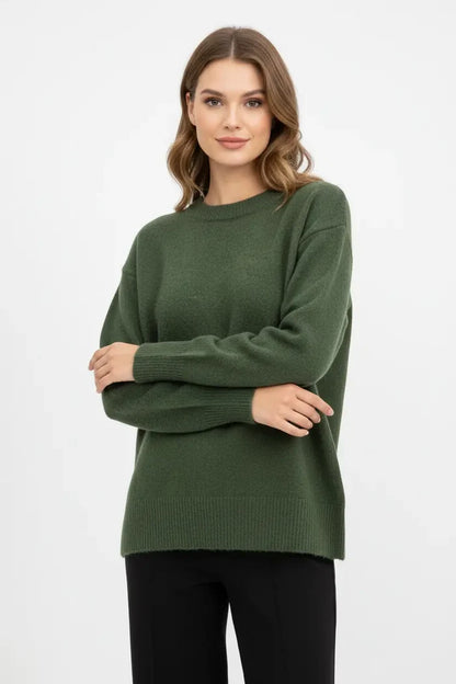 Women's Wool Knitted Pullover Sweater Loose Base Layer Top