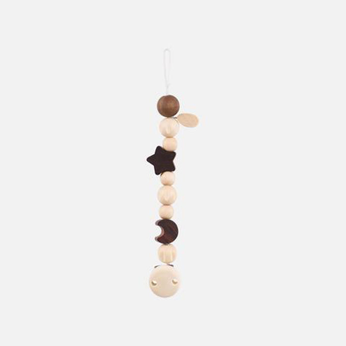 Wooden Pacifier Clip/Holder with Star & Moon