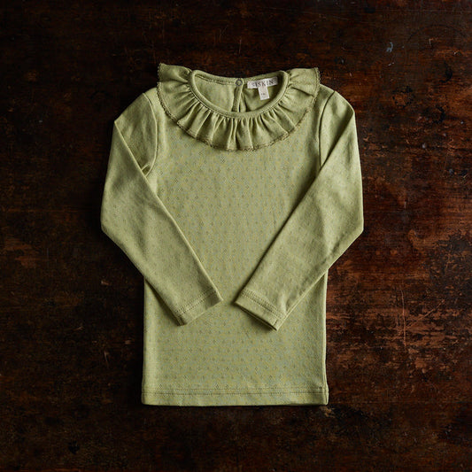 Wren Baby & Kids Top - Cotton Pointelle - Celadon