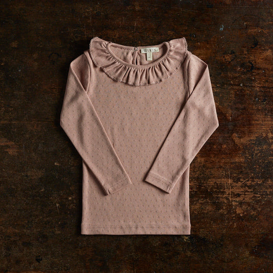 Wren Baby & Kids Top - Cotton Pointelle - Peony