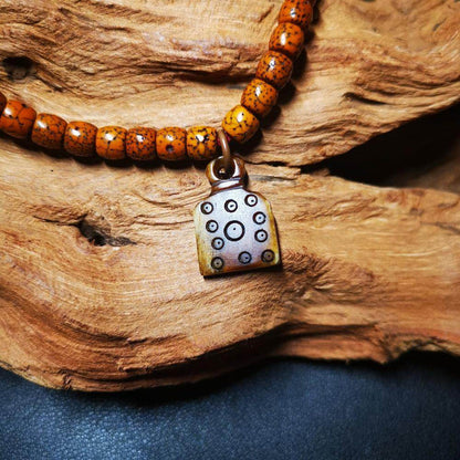 Yak Bone Carved Flower Mala Pendant,Bead Counter Clip, Prayer Bead Accessories,G - Tibetan Buddhist mala beads, detailed view