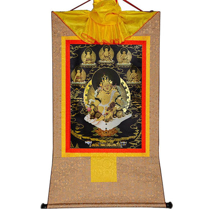 Yellow Jambhala-Black Type - Tibetan thangka painting, view 8